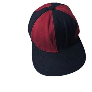 VTG Mens Two Tone Red Black JOCKEY CYCLING hat Cap USA Made Adjustable Strap